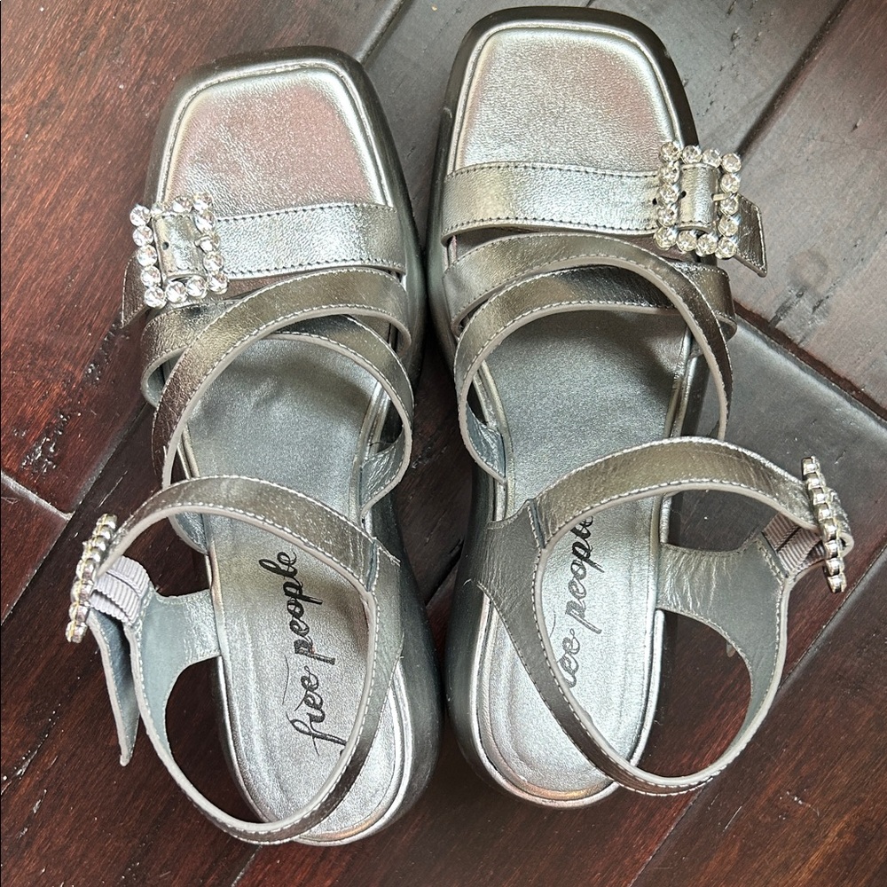 Free People Metallic Silver Sandals